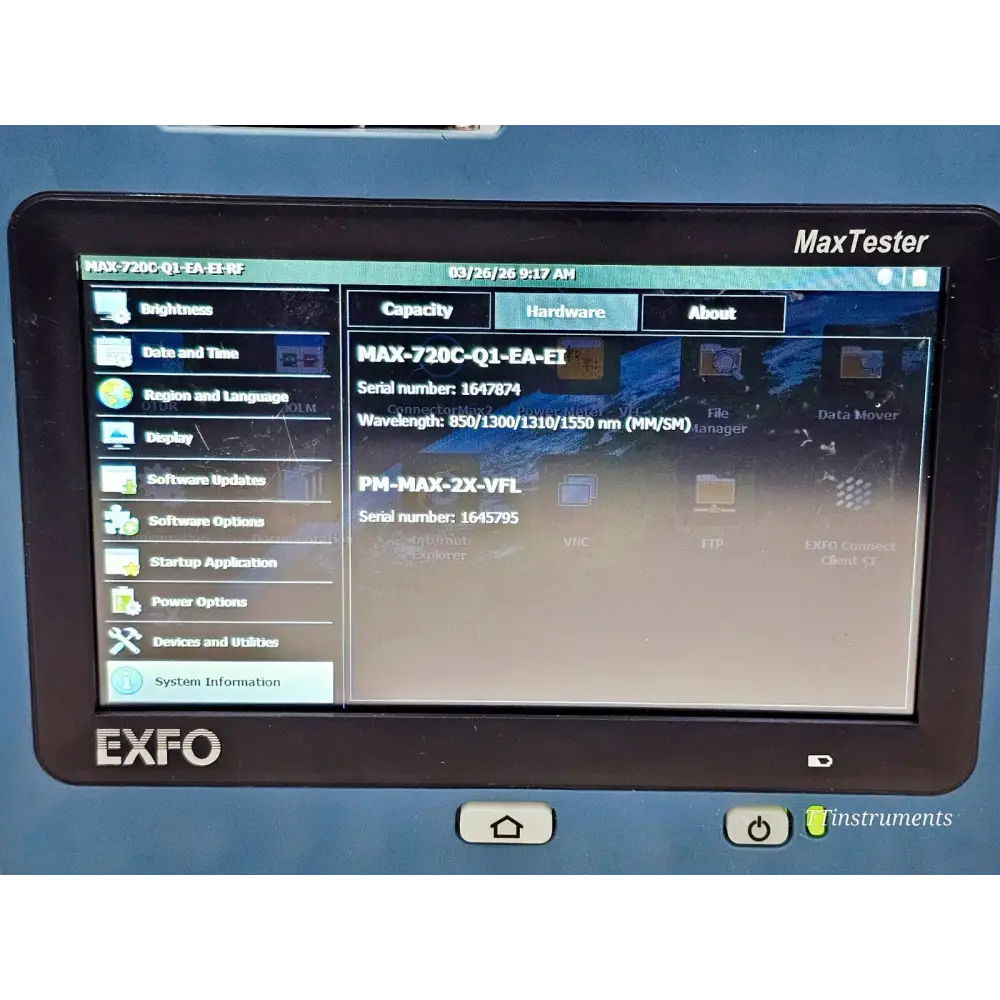 EXFO MAX-720C-Q1 QUAD SM MM OTDR MaxTester 1310/1550 & 850/1300 nm with PM + VFL9