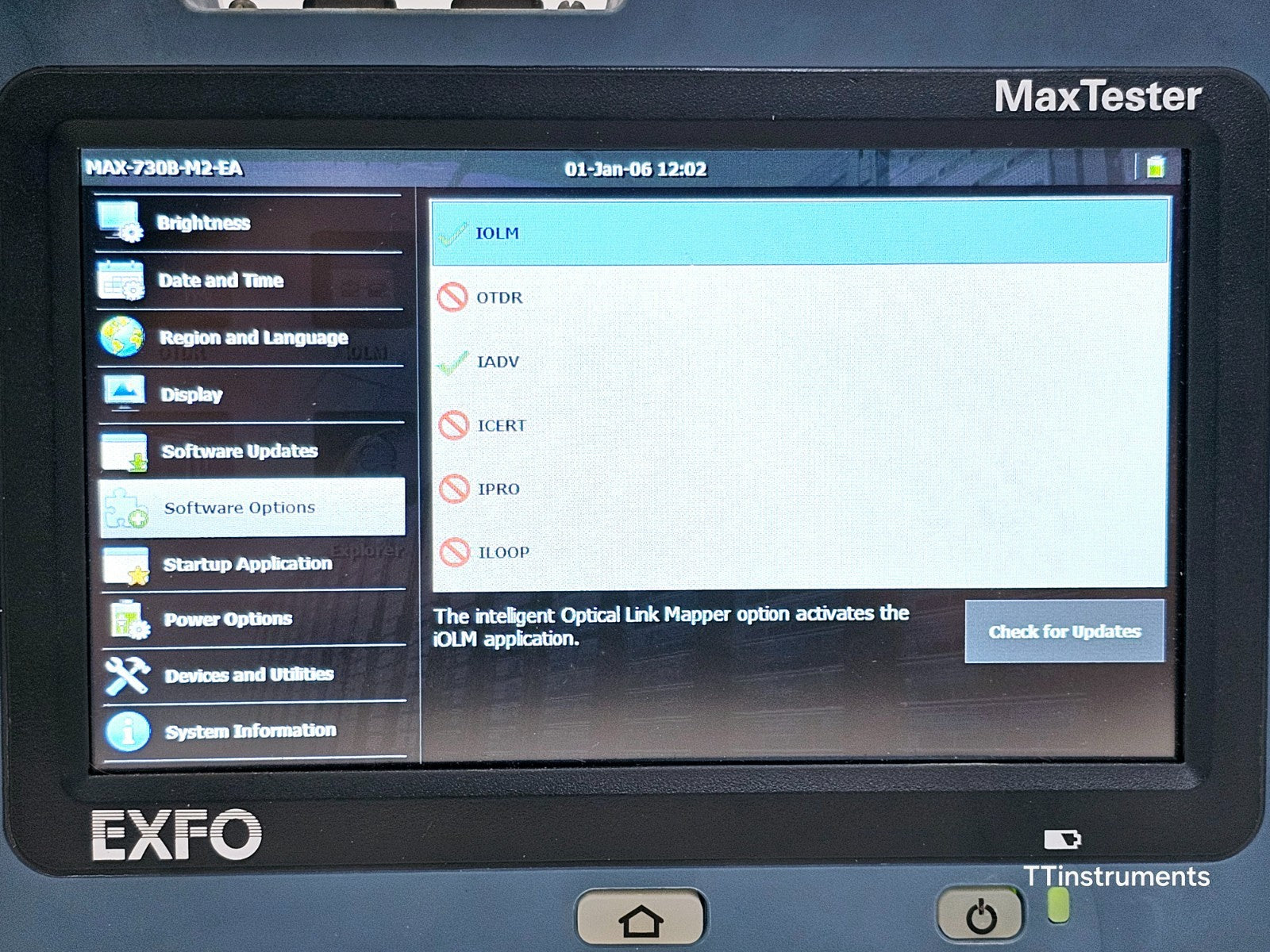 EXFO MAX-730B-M2 iOLM IADV MaxTester 1310/1550/1625nm Live PON/metro 39/37/37 dB