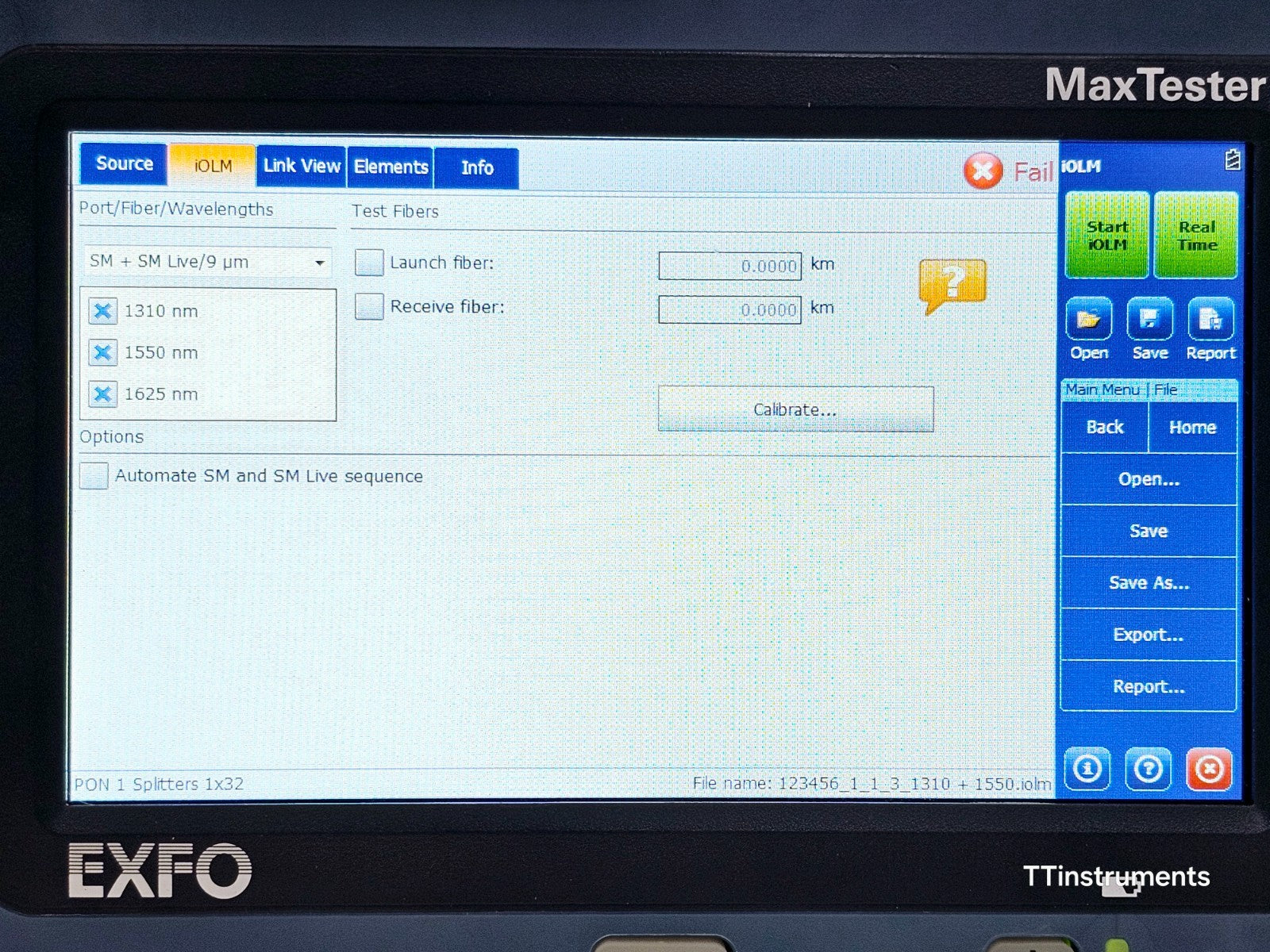 EXFO MAX-730B-M2 iOLM IADV MaxTester 1310/1550/1625nm Live PON/metro 39/37/37 dB
