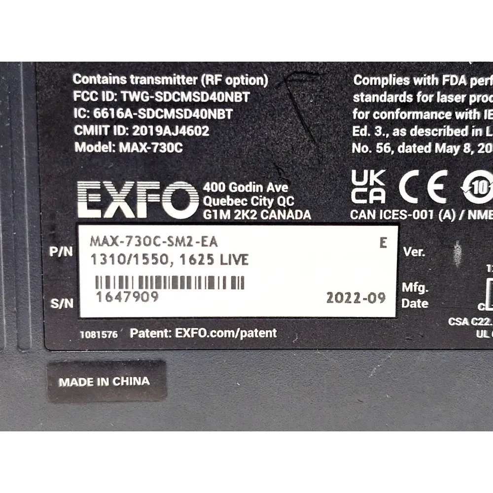 EXFO MAX-730C-SM2 screen showing iOLM intelligent optical link mapping results