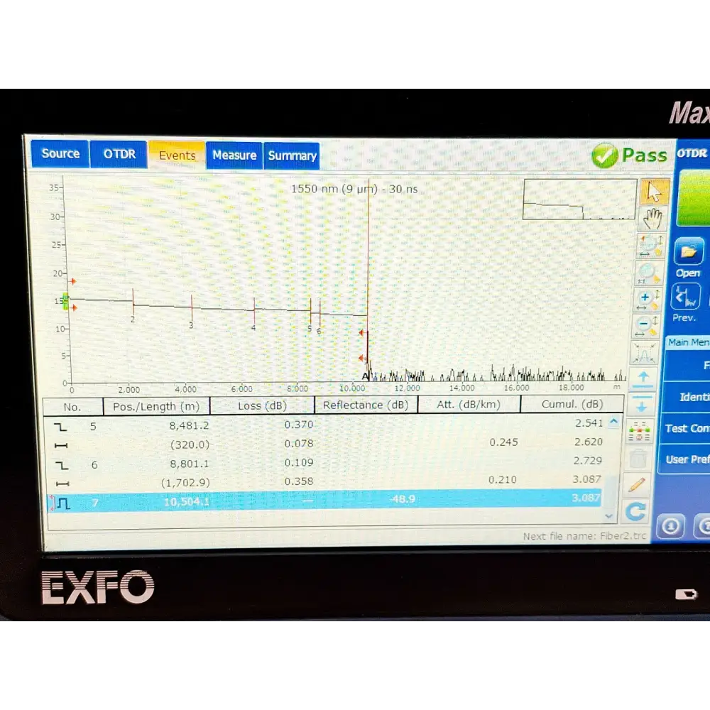 EXFO MAX-730C-SM2 close-up of SM2 APC SC optical interface port