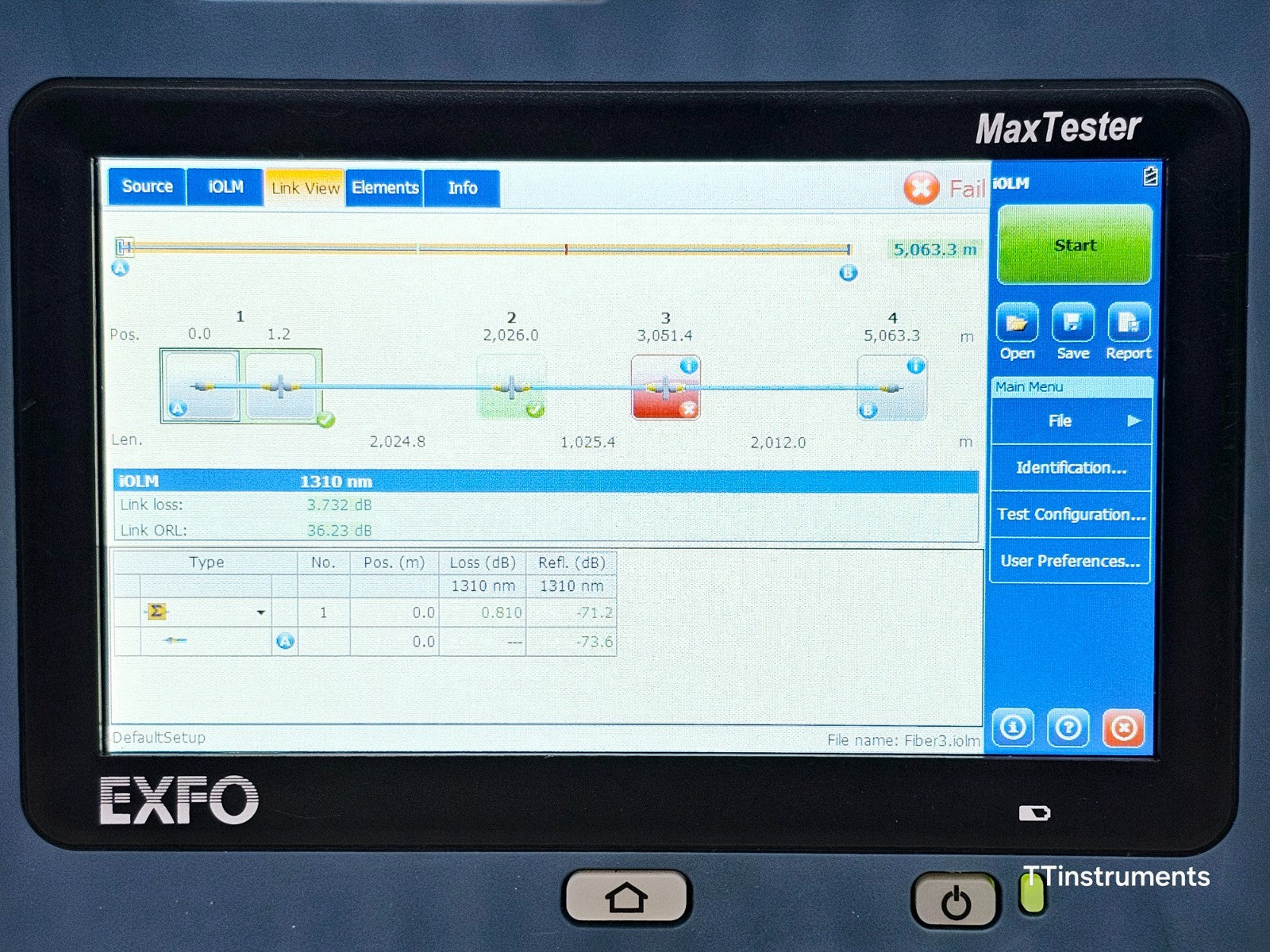 EXFO MAX-730C-SM3 iOLM MaxTester 1310/1550/1625 nm FTTx/PON 39/38/39 dB APC