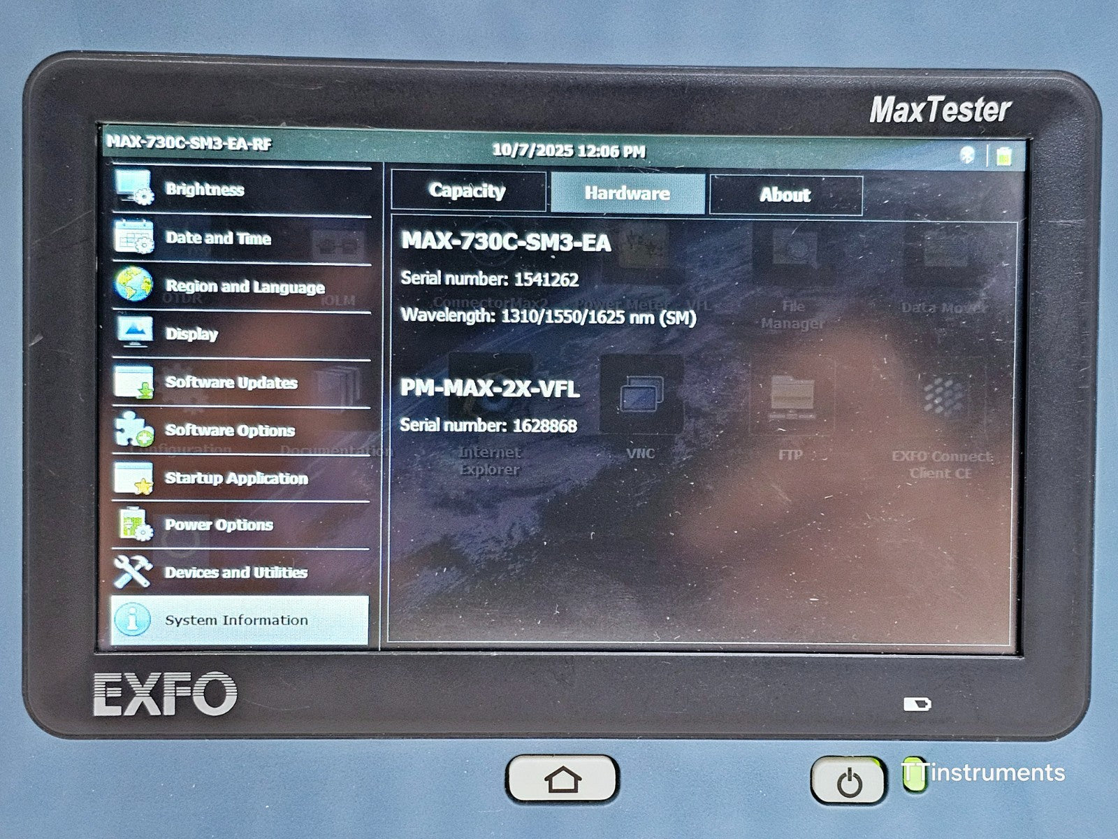 EXFO MAX-730C-SM3 iOLM MaxTester 1310/1550/1625 nm FTTx/PON 39/38/39 dB APC