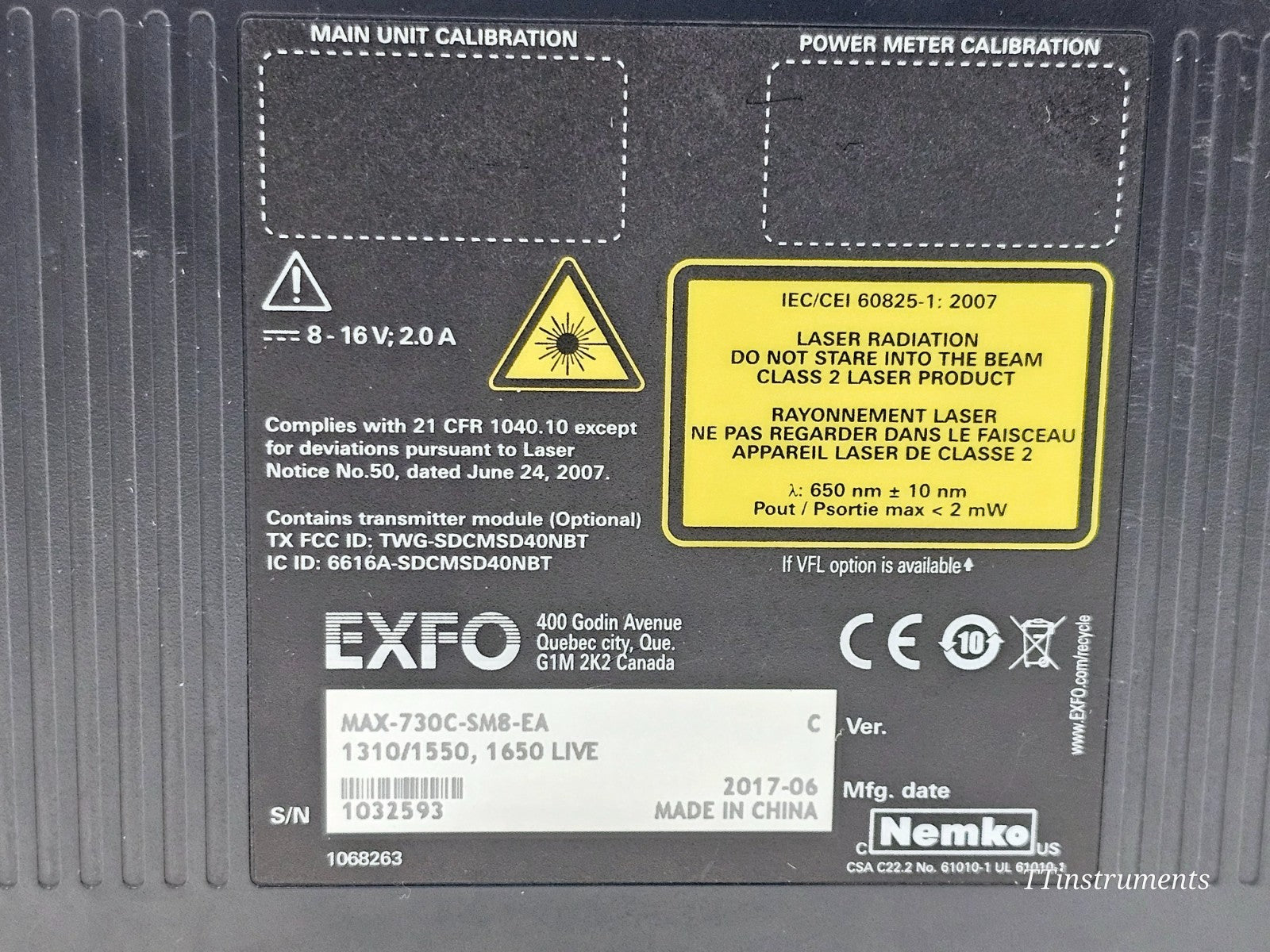 EXFO MAX-730C-SM8 MaxTester OTDR module close-up of optical connector port