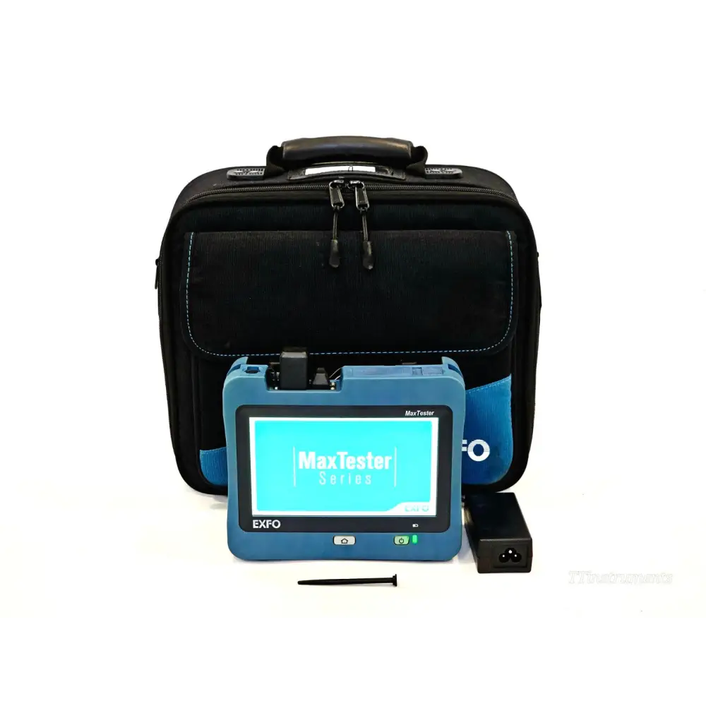 EXFO MAX-730C-SM8 MaxTester OTDR with carry bag, power adapter and stylus — full kit