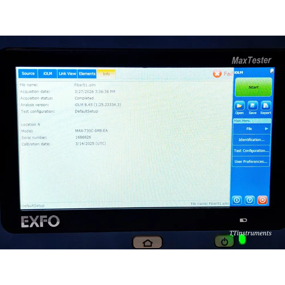 EXFO MAX-730C-SM8 SM MaxTester iOLM 1310/1550 & 1650 LIVE with PM + VFL12
