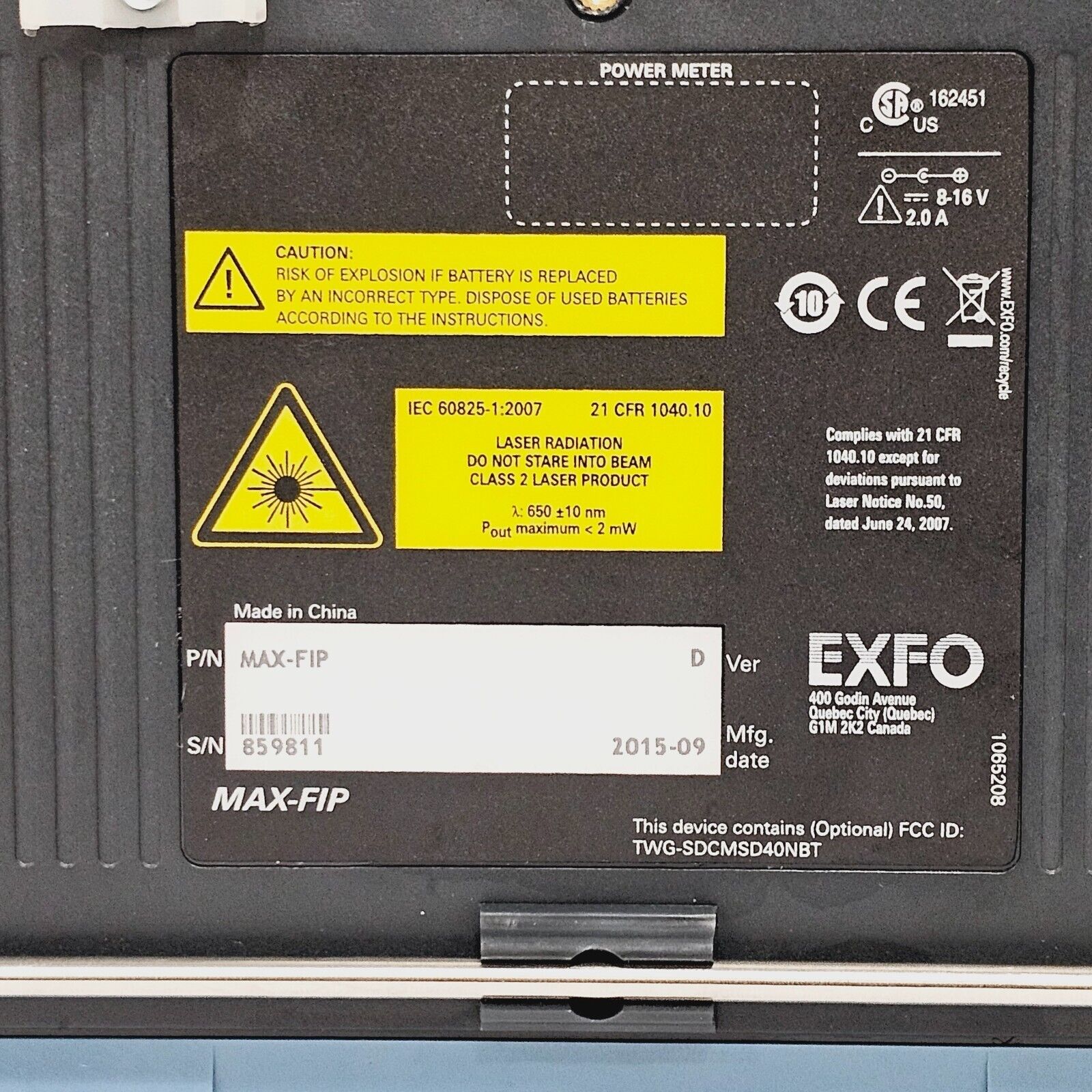 EXFO MaxTester MAX-FIP Mainframe w/ FIP-410B Fiber Inspection Scope & U25M/FC-SC