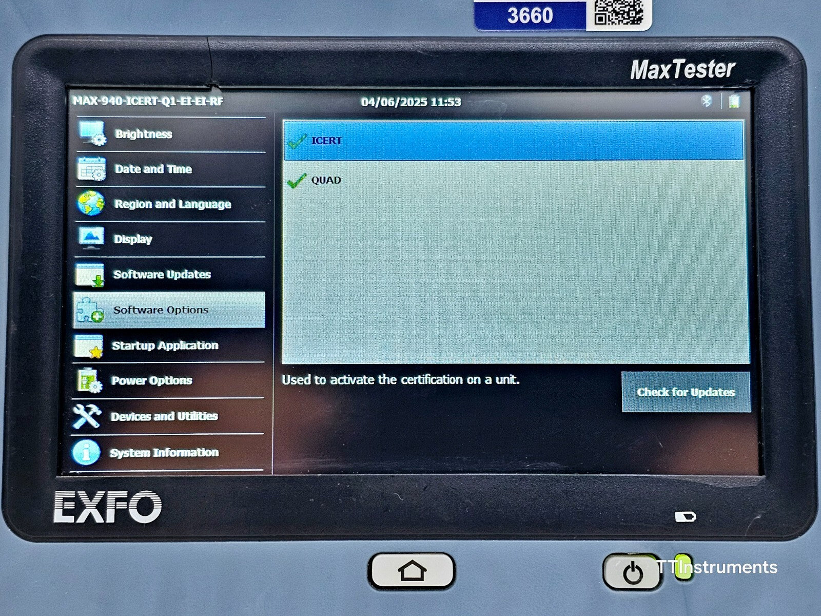 EXFO OLTS 940 ICERT QUAD 850/1300/1310/1550 nm SM MM Optical Loss Tester MAX 940
