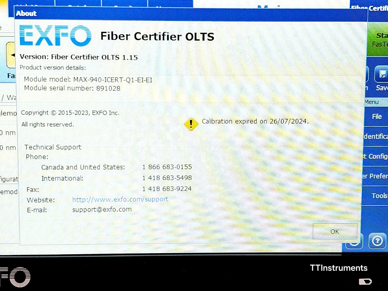 EXFO OLTS 940 ICERT QUAD 850/1300/1310/1550 nm SM MM Optical Loss Tester MAX 940