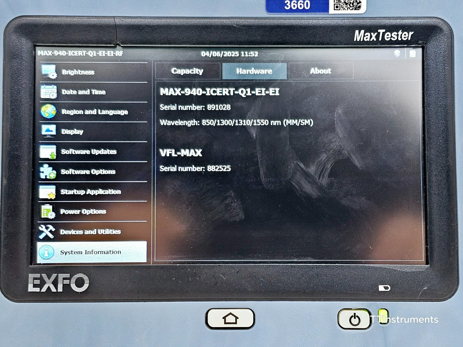 EXFO OLTS 940 ICERT QUAD 850/1300/1310/1550 nm SM MM Optical Loss Tester MAX 940