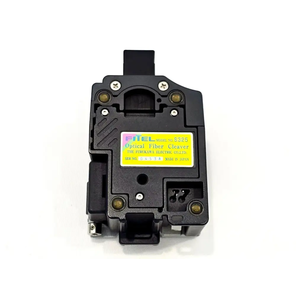 Fitel S325A cleaver base label showing model S325, serial number 04538, Furukawa Electric Made in Japan
