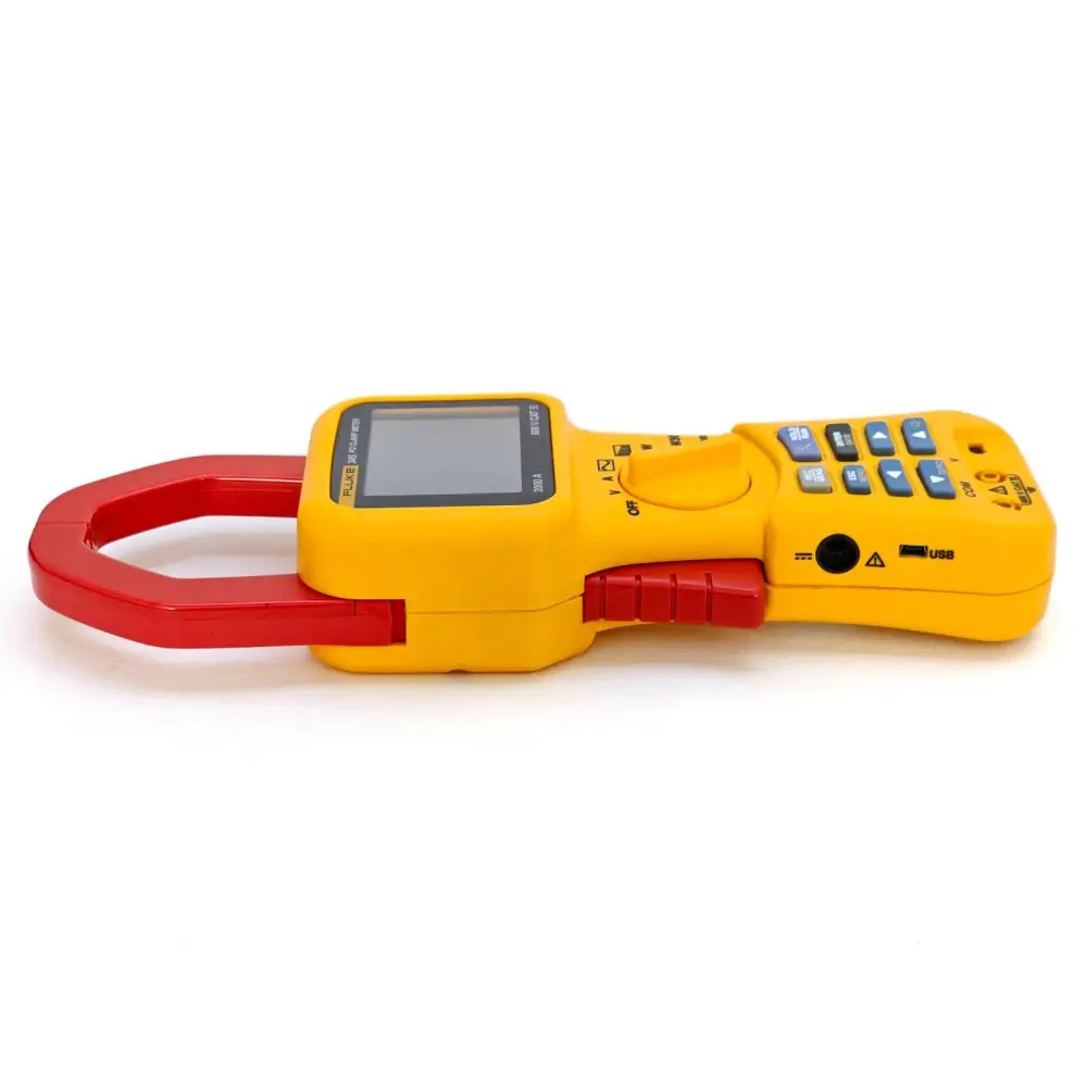 Fluke 345 clamp meter jaw mechanism open showing Hall Effect sensor