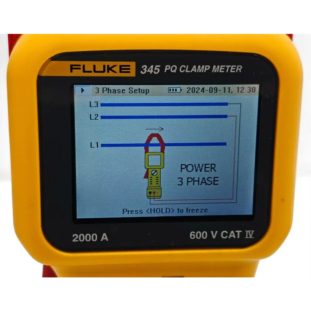 Fluke 345 power quality clamp meter with test leads and carry case accessories