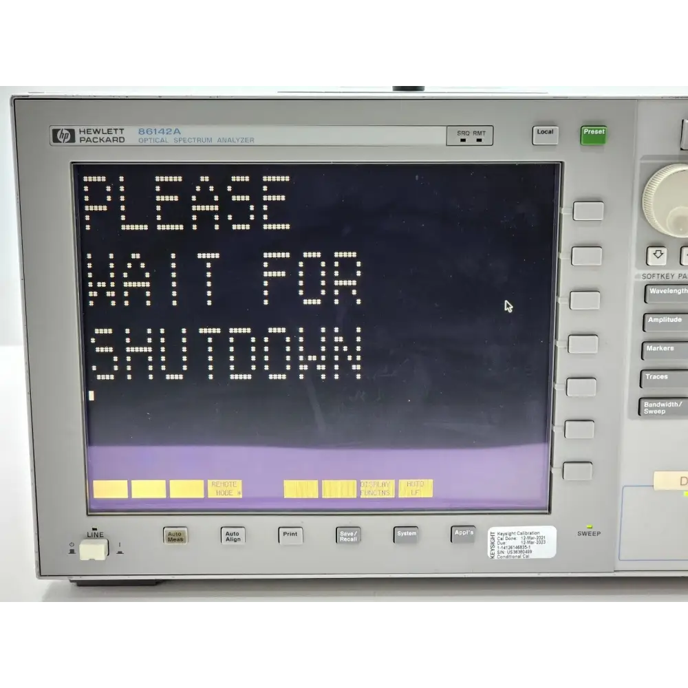 HP 86142A Optical Spectrum Analyser three-quarter angle view showing full unit