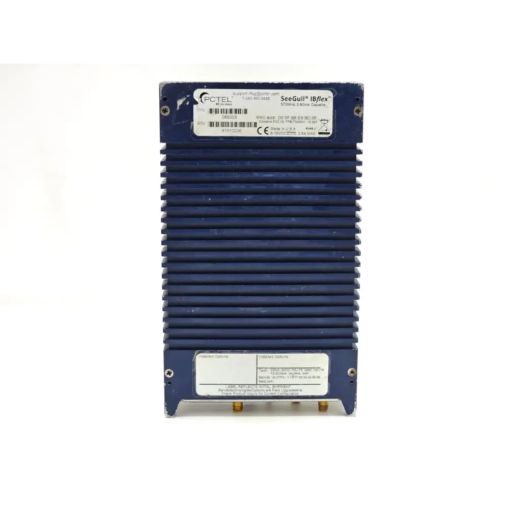 PCTEL SeeGull IBflex unit showing product label with model and serial information