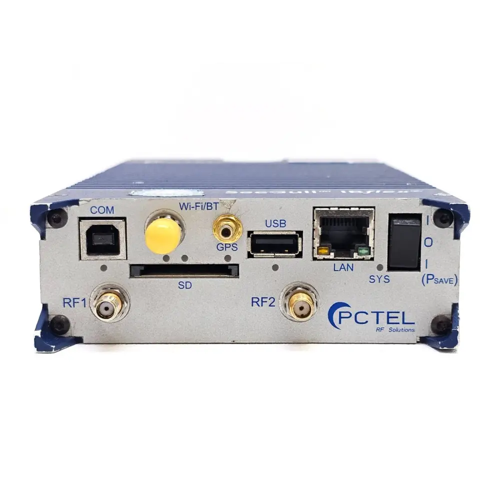 PCTEL SeeGull IBflex scanner rear panel showing connectivity interfaces including USB and Ethernet