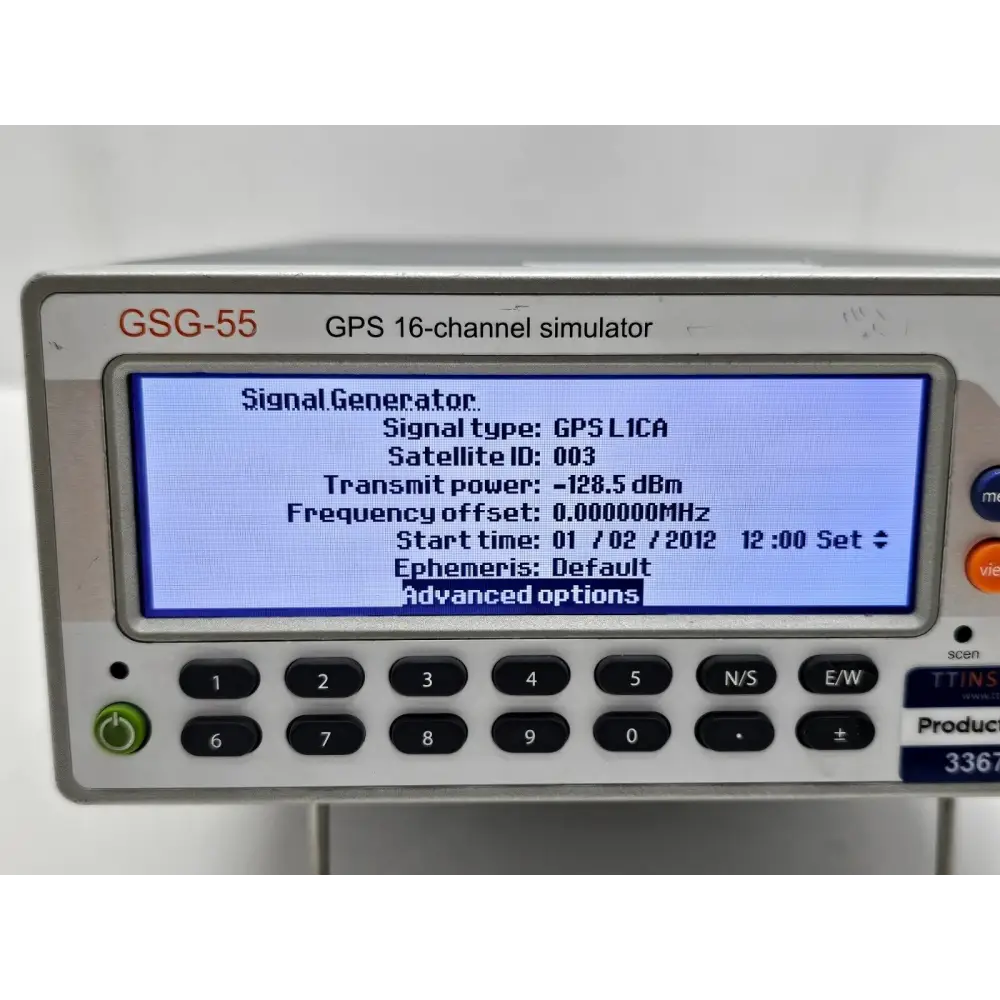 Spectracom GSG-55 GPS simulator power input and rear connections