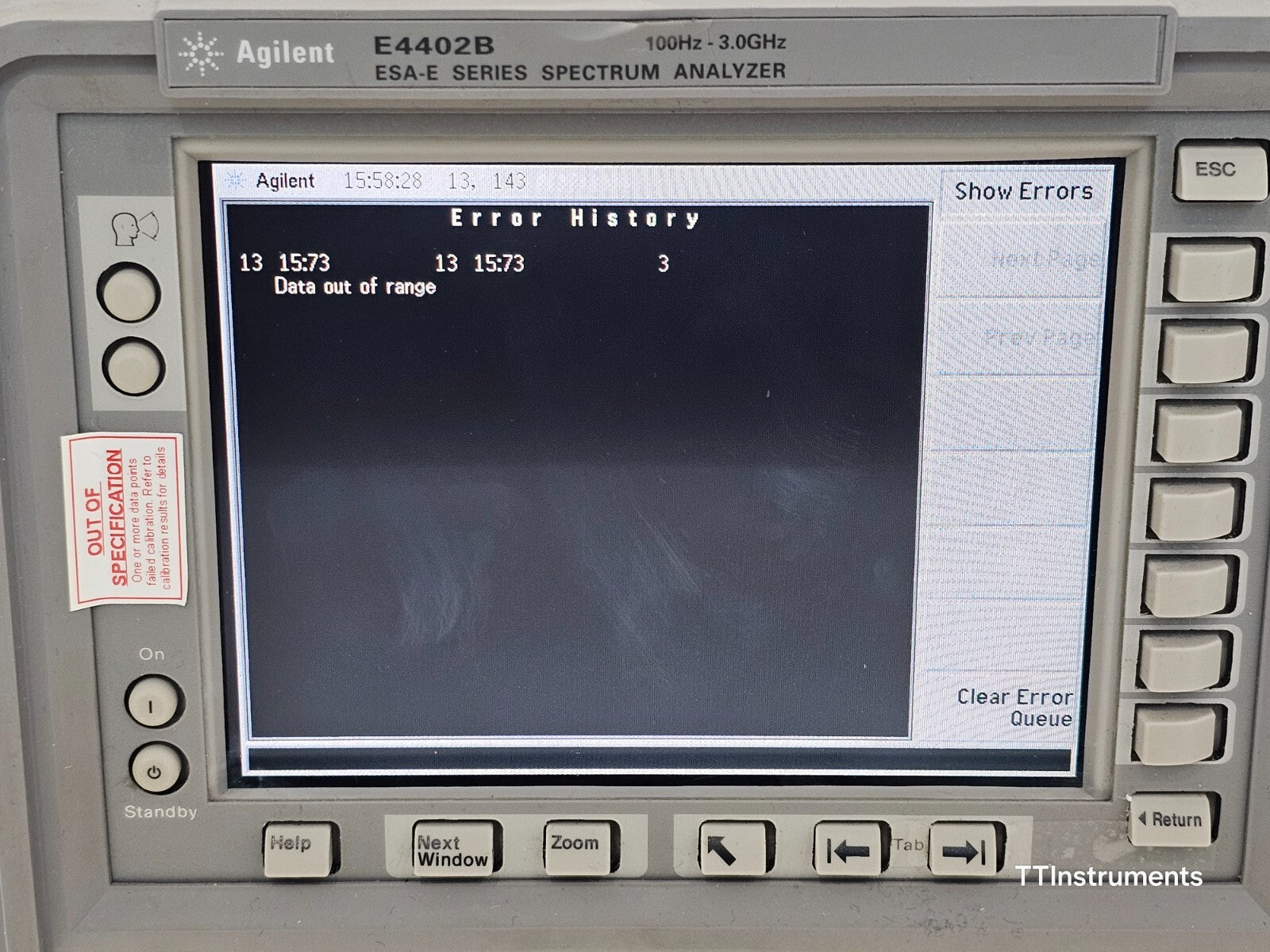 FOR REPAIR Agilent E4402B ESA-E Series Spectrum Analyzer 100Hz - 3.0GHz