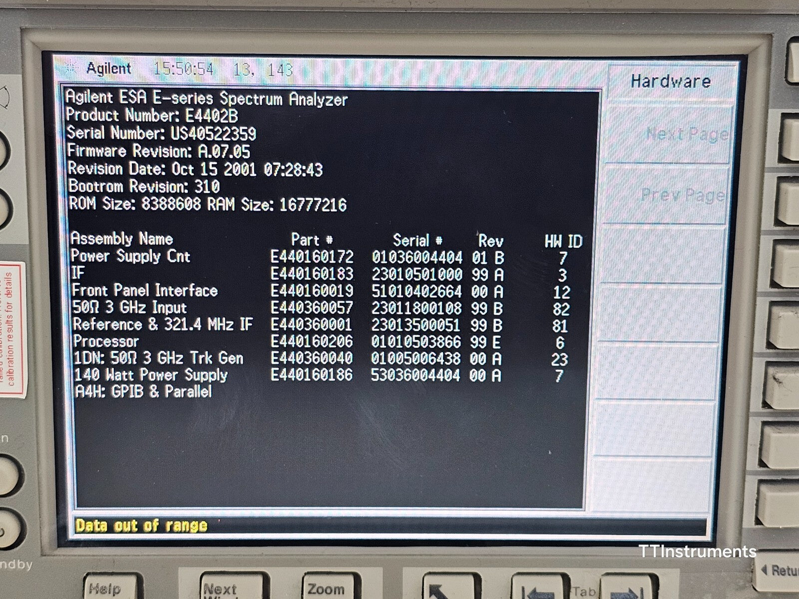 FOR REPAIR Agilent E4402B ESA-E Series Spectrum Analyzer 100Hz - 3.0GHz