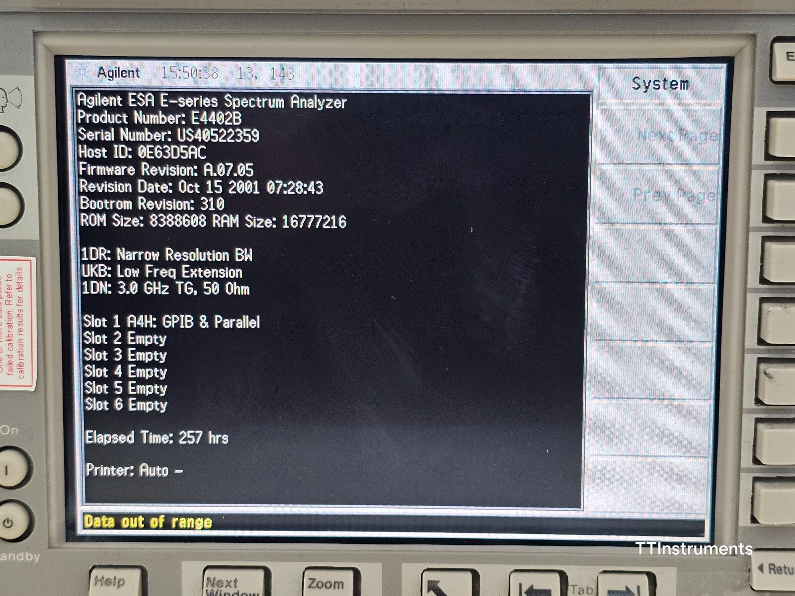FOR REPAIR Agilent E4402B ESA-E Series Spectrum Analyzer 100Hz - 3.0GHz