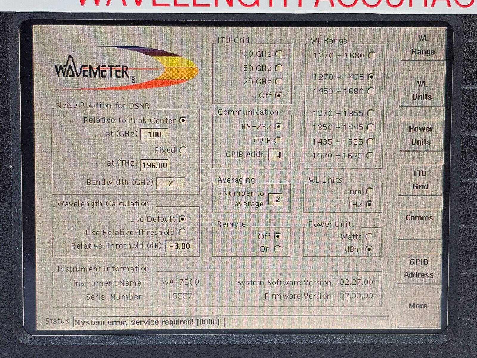 FOR REPAIR Burleigh WA-7600 WA7600 Multi-line Wavemeter