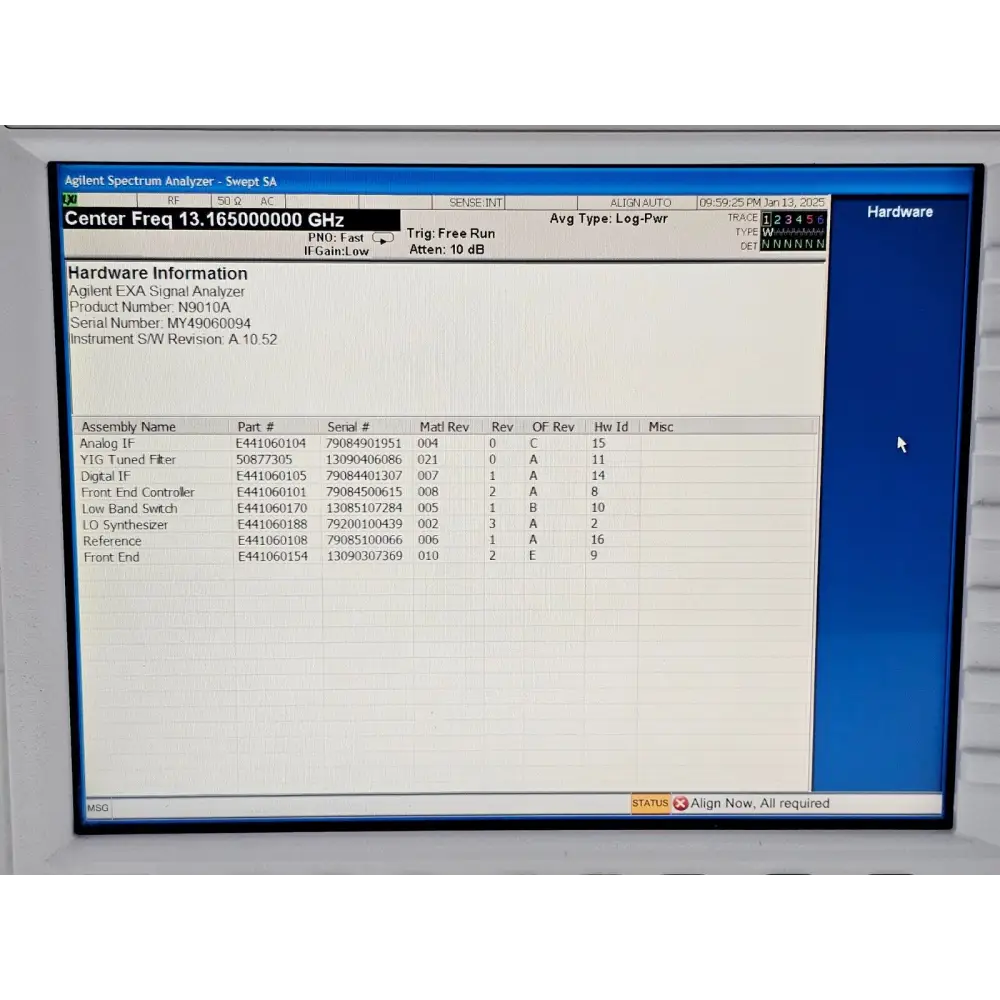 N9010A EXA analyzer rear panel showing connectivity and output ports