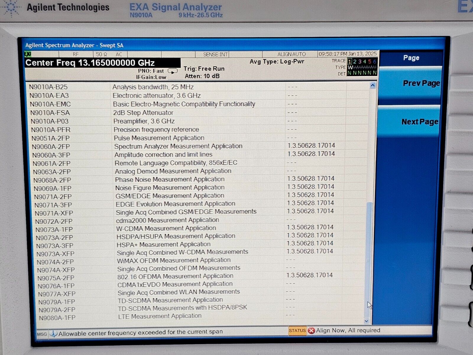 FOR REPAIR Keysight Agilent N9010A EXA Singal Analyzer 9kHz-26.5GHz with Options