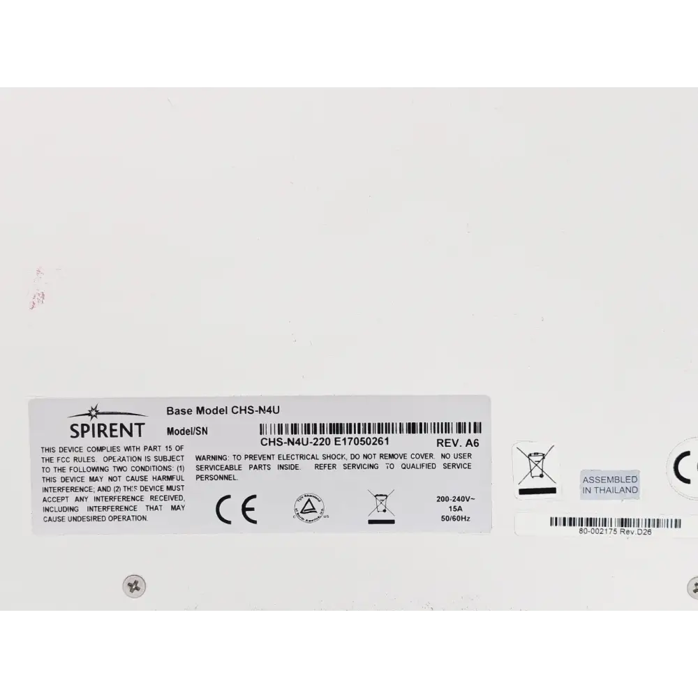 Spirent SPT-N4U chassis power supply and rear connectivity detail