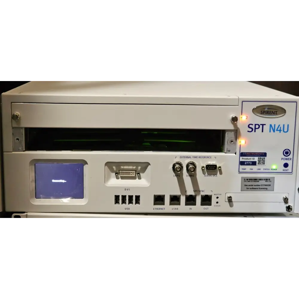 Spirent SPT-N4U-220 2-slot chassis with MX2-10G-S8 10G Ethernet module, front view