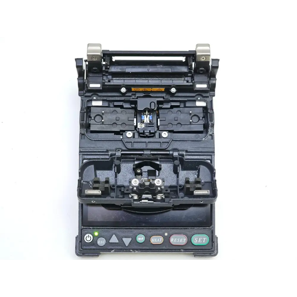 Fujikura 12S hard carrying case open showing splicer and accessories organised inside