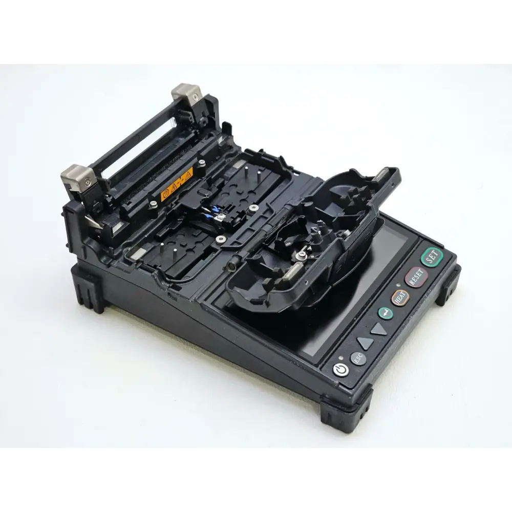 Fujikura 12S fibre fusion splicer side profile showing compact portable form factor
