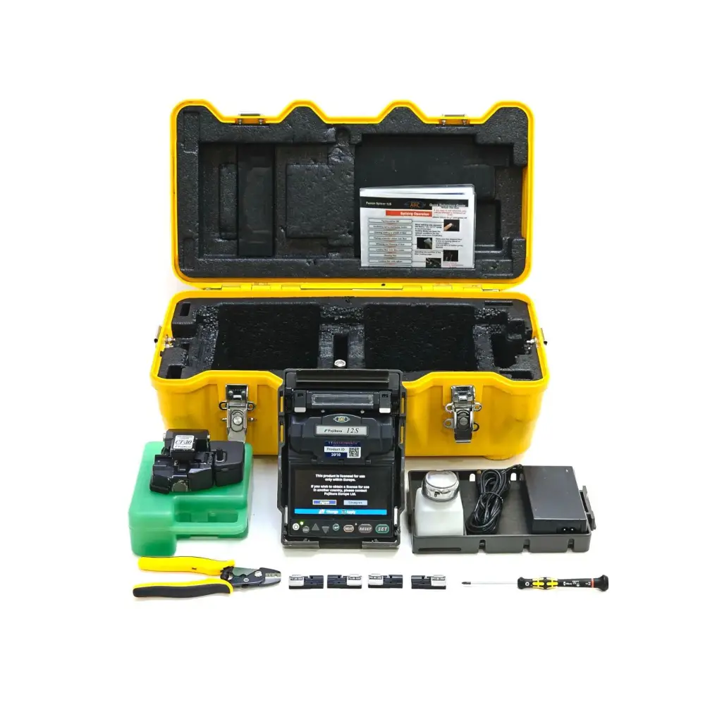 Fujikura 12S SM MM fusion splicer front view with 4.5 inch colour LCD display