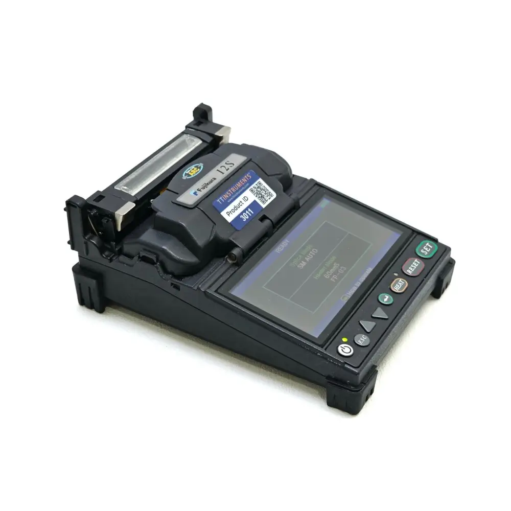 Fujikura 12S splicer left side view showing USB terminal and control buttons