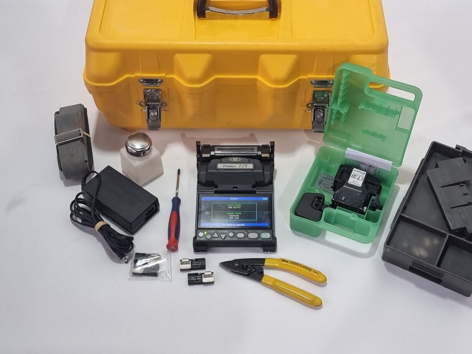 Fujikura 12S SM MM Fiber Fusion Splicer + CT-30 Cleaver & Fiber Holders FSM 12S