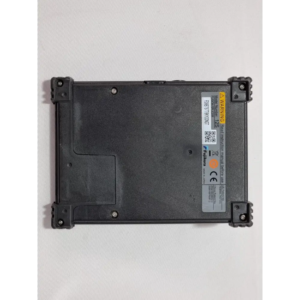 Fujikura 12S splicer unit label showing model and serial number detail