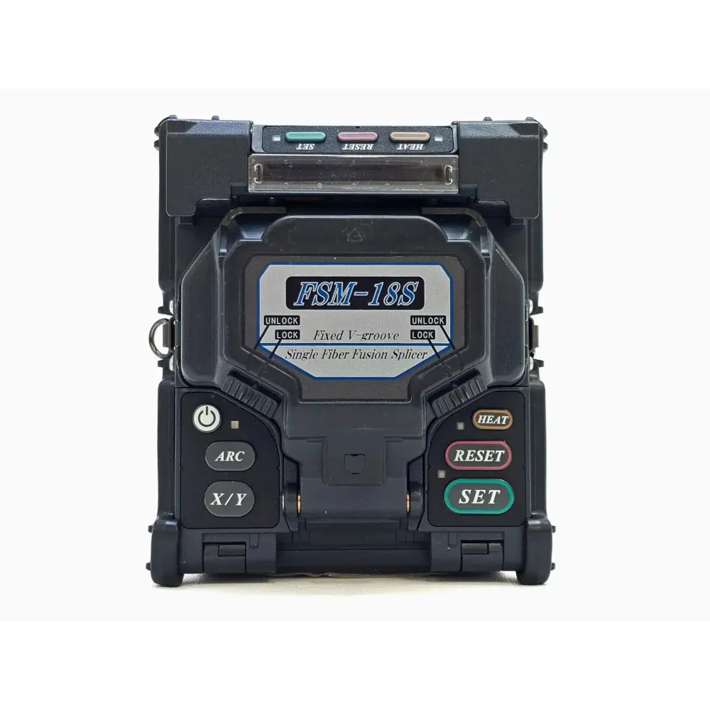 Fujikura FSM-18S rear panel with AC adapter port and connectors