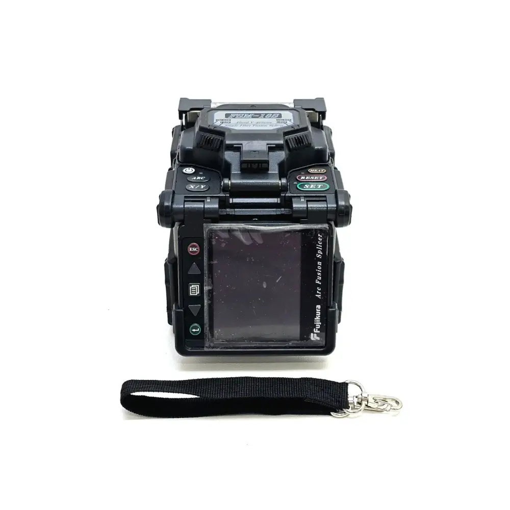 Fujikura FSM-18S fusion splicer showing V-groove fibre clamping area