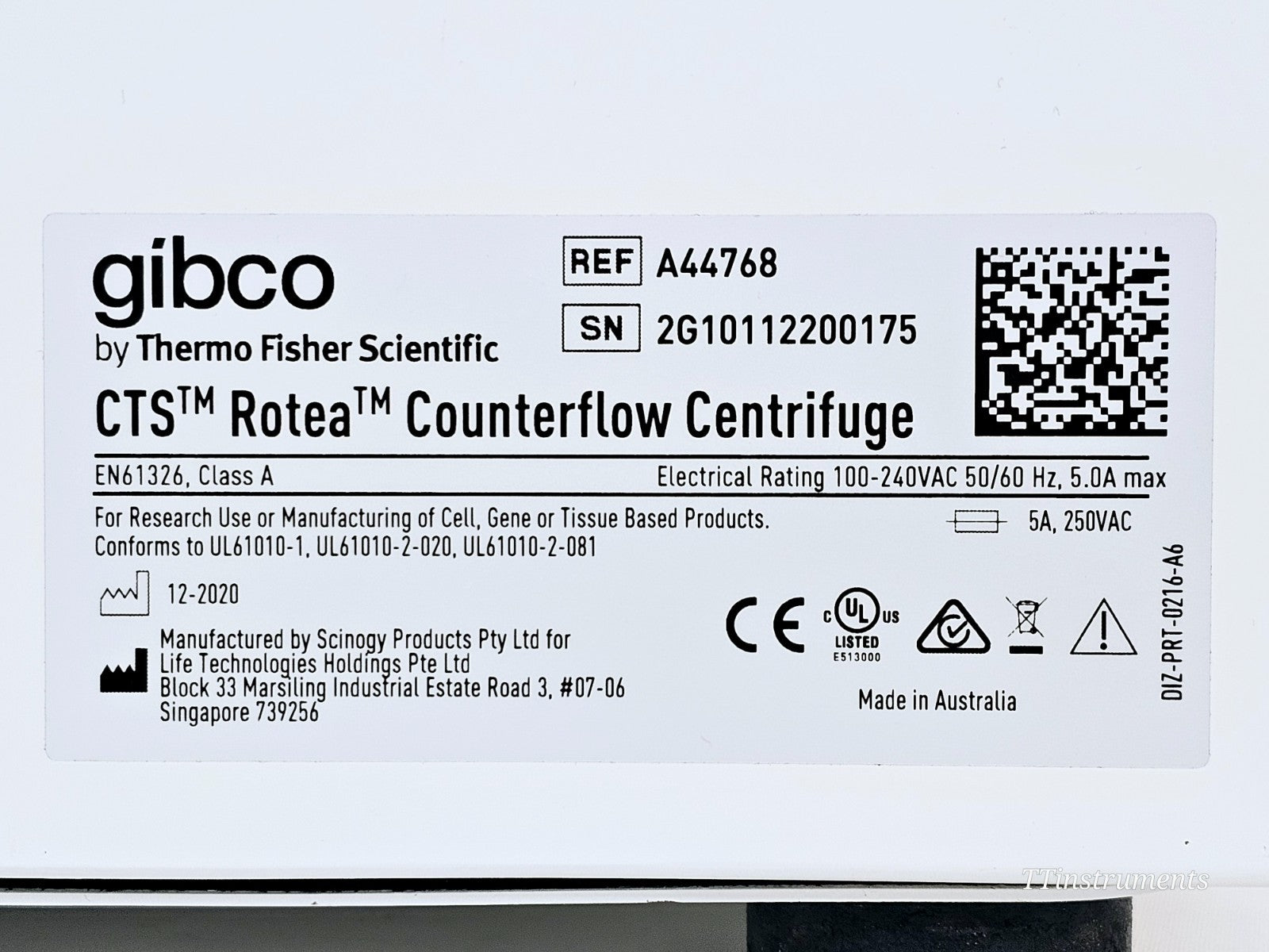 Gibco by Thermo Scientific A44768 CTS Rotea Counterflow Centrifuge MFD 2020
