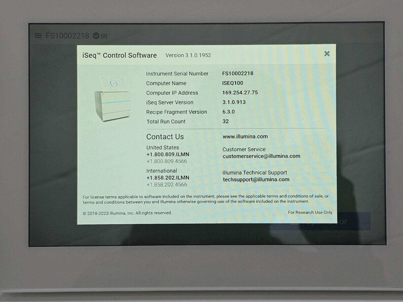illumina iSeq 100 Next Generation Sequencing System 20021532 MFD 2022 SBS