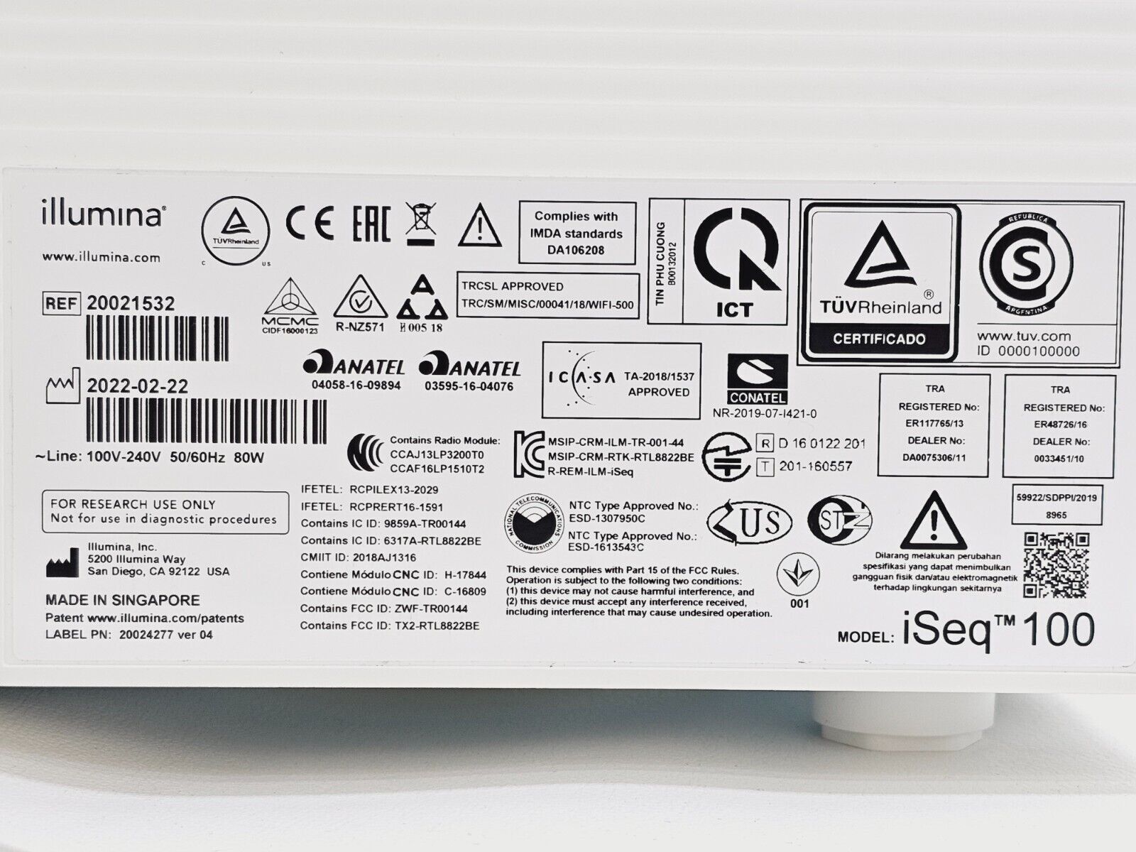 illumina iSeq 100 Next Generation Sequencing System 20021532 MFD 2022 SBS