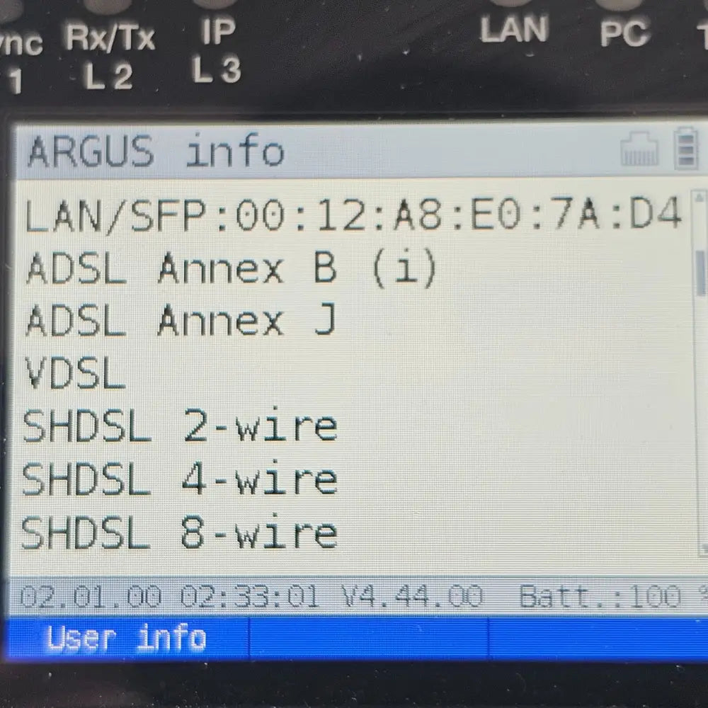 Intec Argus 165 tester right-side view showing test interface connectors
