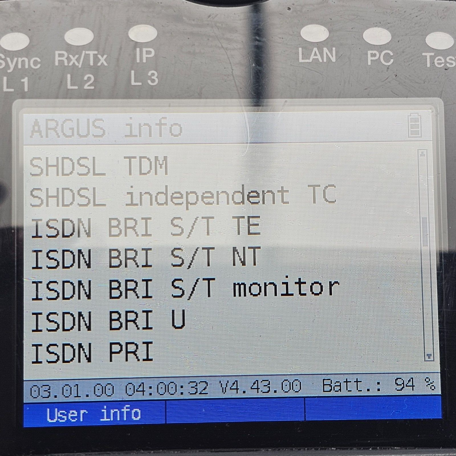 Intec Argus 165 GigE + ADSL Annex B & J VDSL SHDSL ISDN RFC 2544 Ethernet & TDR