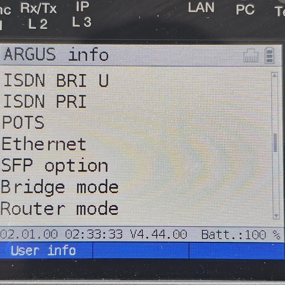 Intec Argus 165 top view showing port connections and labelling