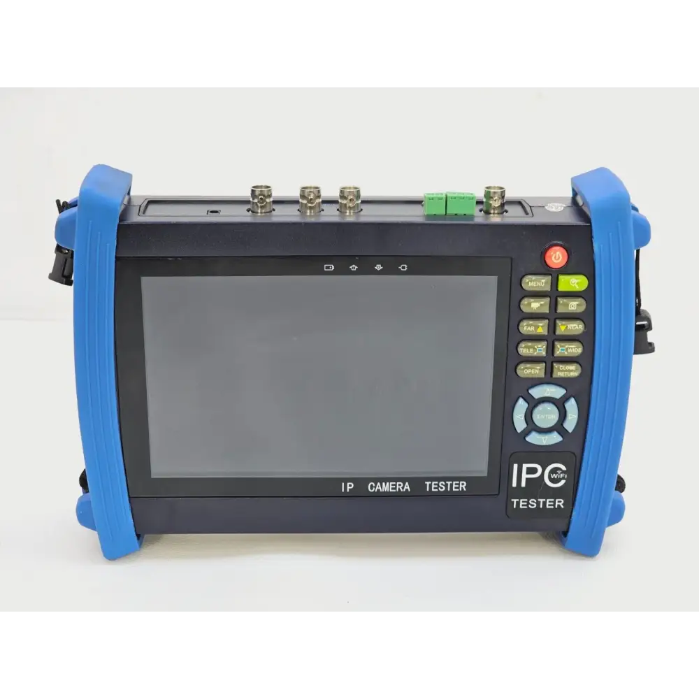 IPC-8600ADHS camera tester angled view showing control buttons and screen