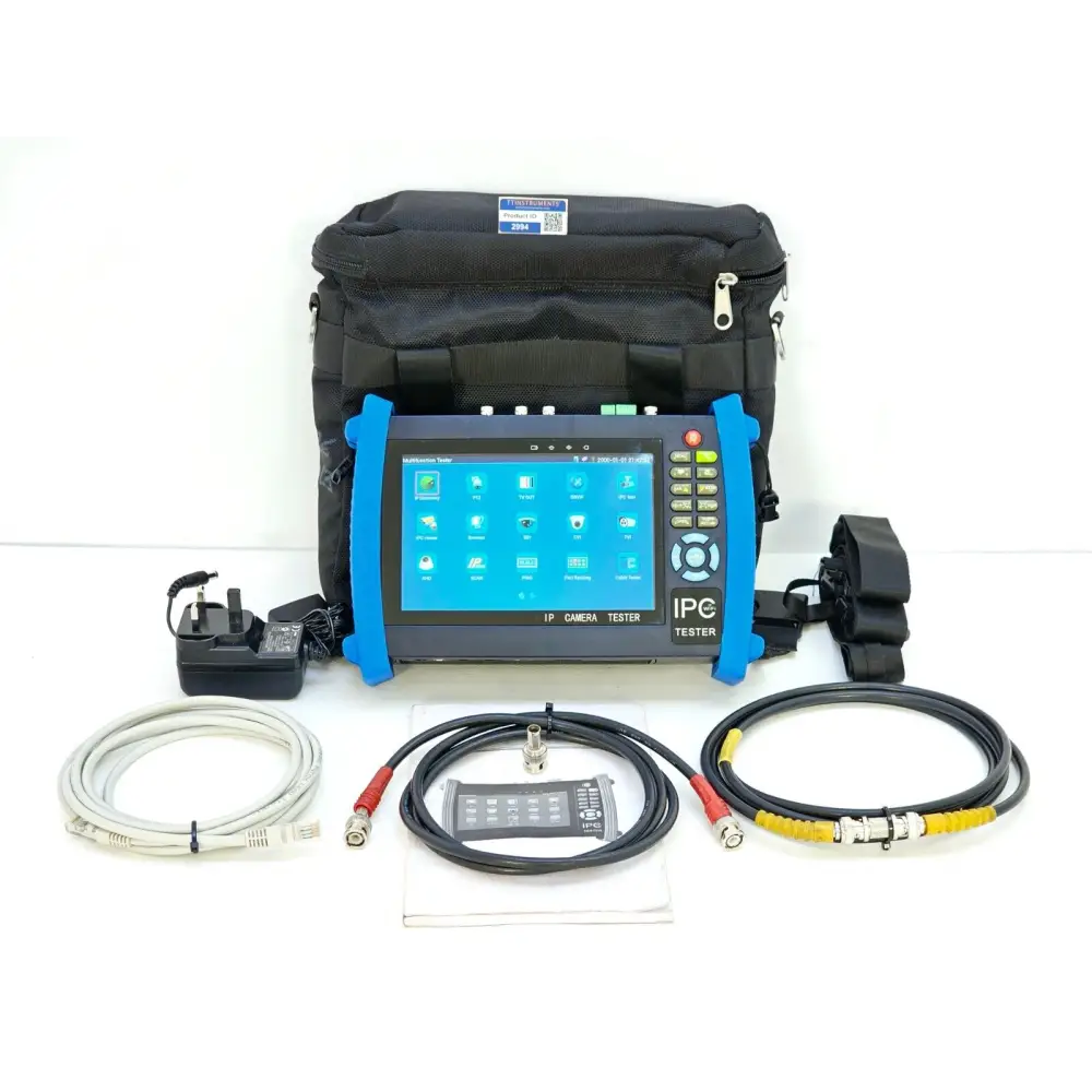 IPC IPC-8600ADHS handheld IP camera tester front view showing touchscreen display