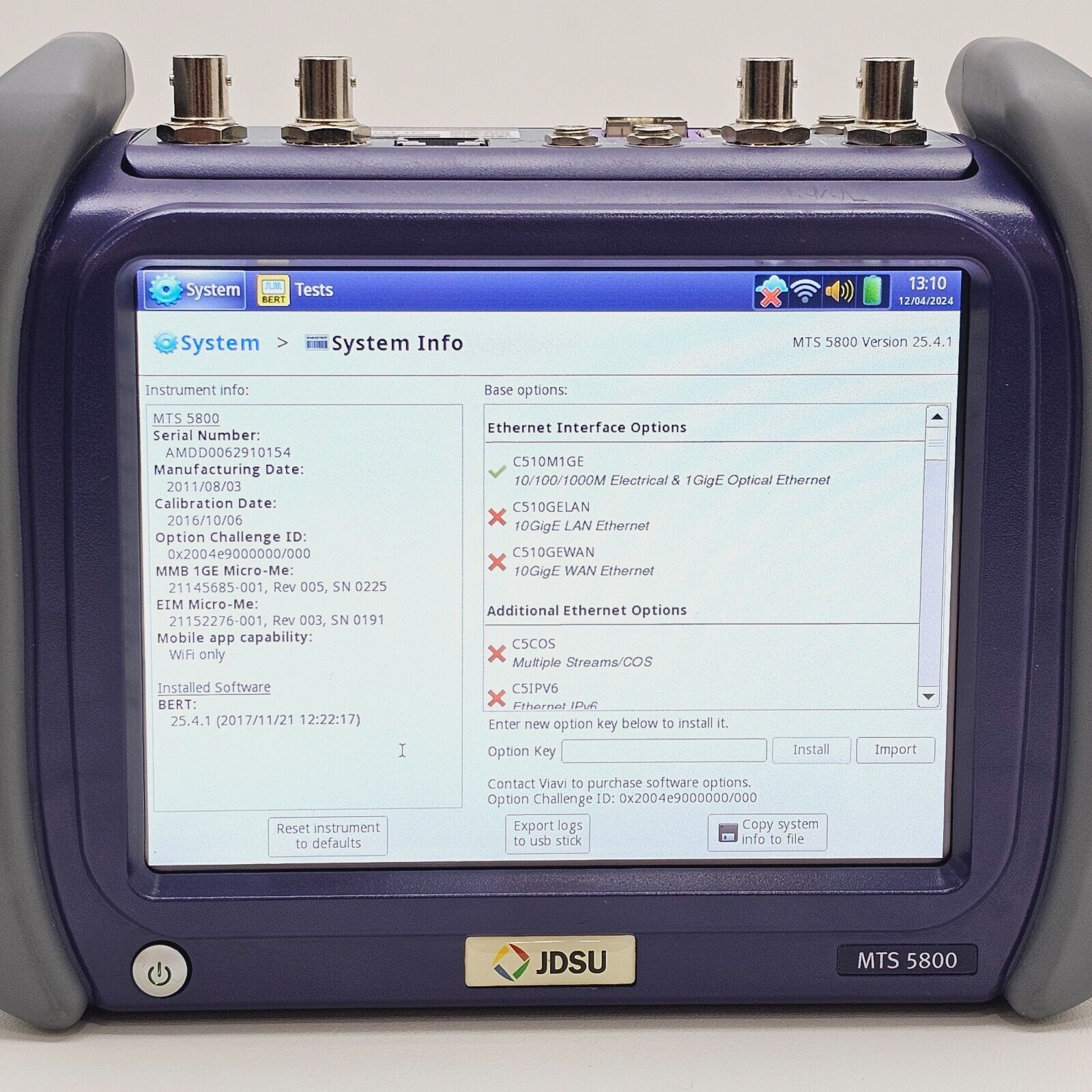 JDSU MTS 5800 w/ 5801P 1G Ethernet Network Tester SDH SONET PDH Optical Electric