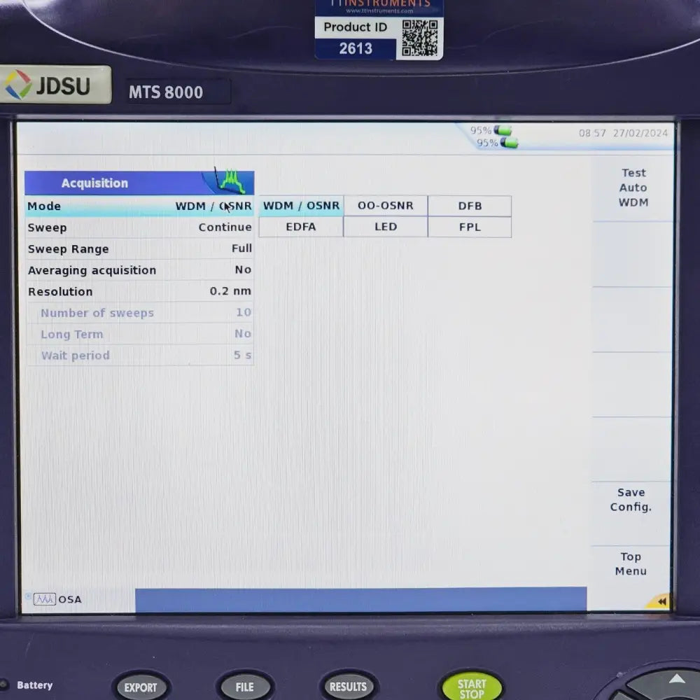 JDSU Viavi MTS 8000E w/ OSA-500 2281/91.51 Optical DWDM Analyzer 2281/91.51 OSA