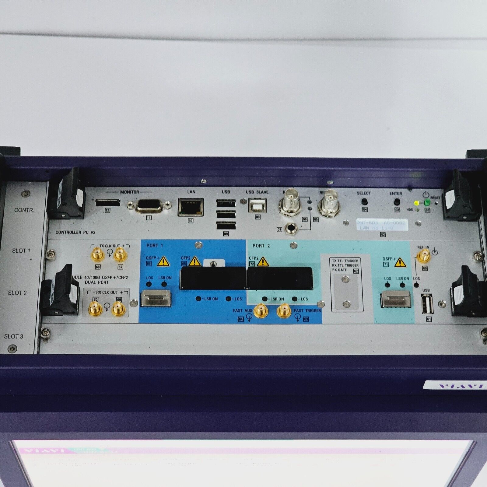 JDSU Viavi ONT-603 Optical Network Tester w/ QSFP+/CFP2 Module 40/100G Ethernet