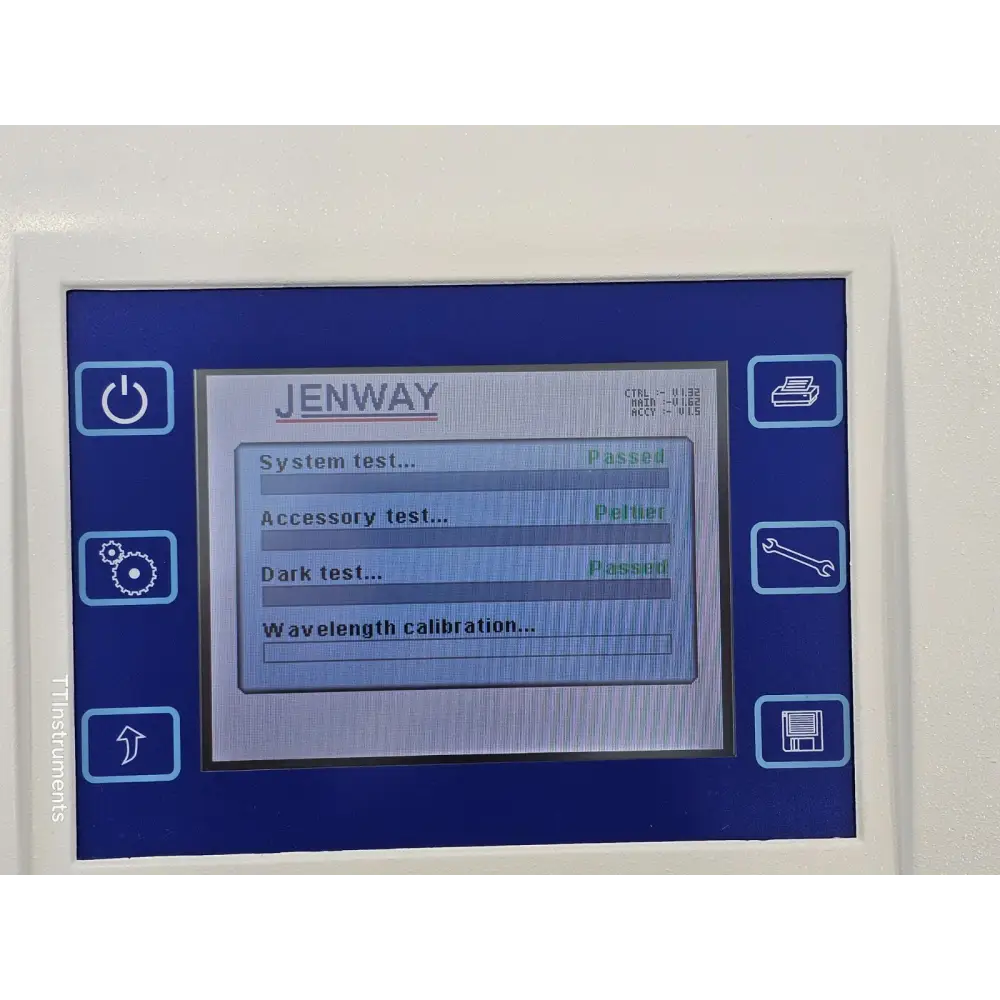 Jenway 6715 spectrophotometer label showing model number and serial details