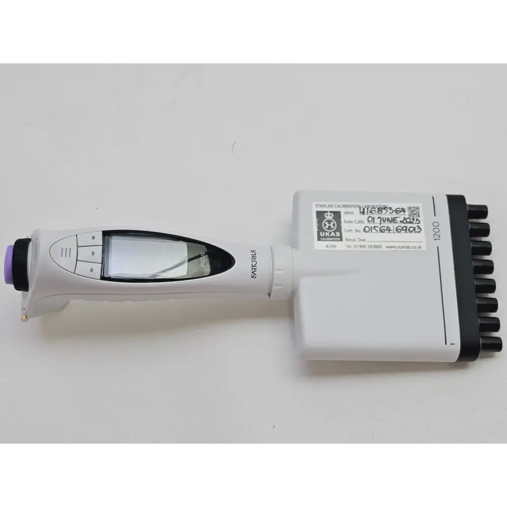 Calibration labels visible on pipettors showing 2023 calibration dates